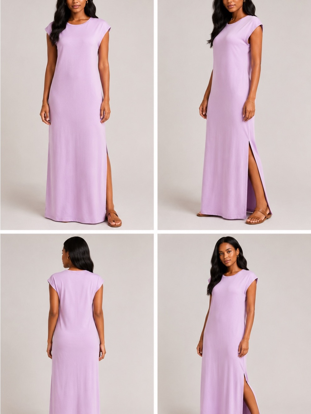 Sleeveless Lilac Maxi Dress with Side Slit - Womens